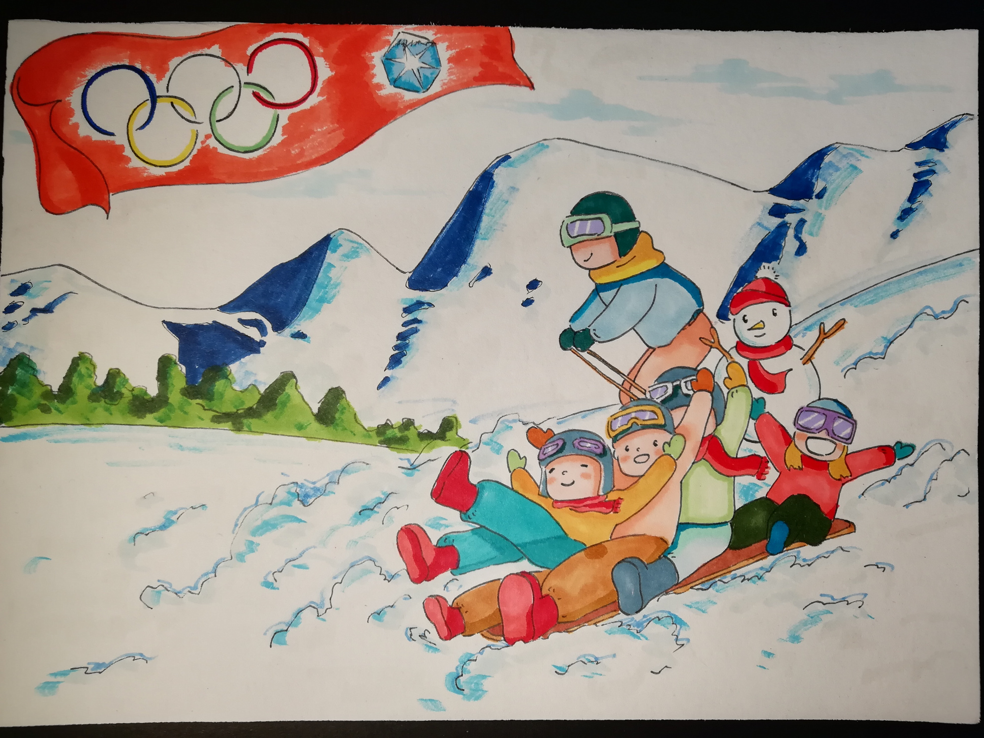 冬奥会项目绘画图片